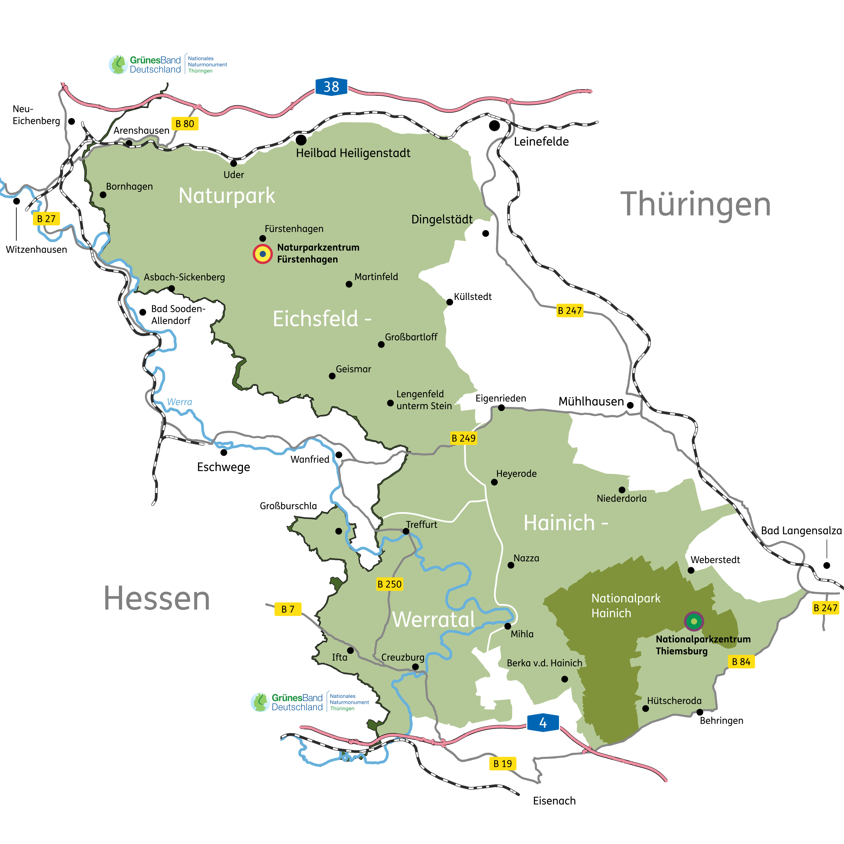 schematische Darstellung des Naturparks in Form einer Karte